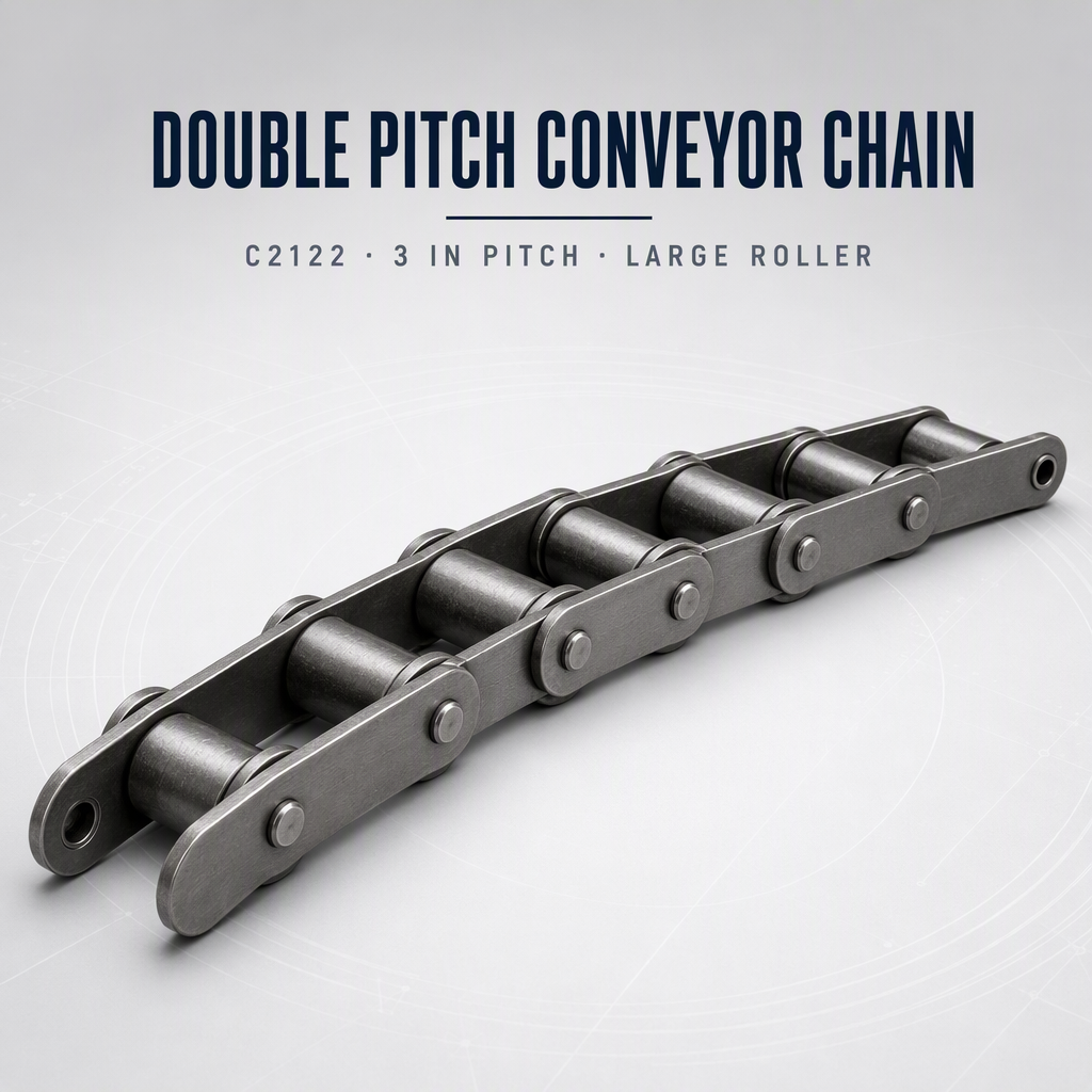 Double Pitch Conveyor Chain C2122 - 76.2 mm (3 in), Large Roller